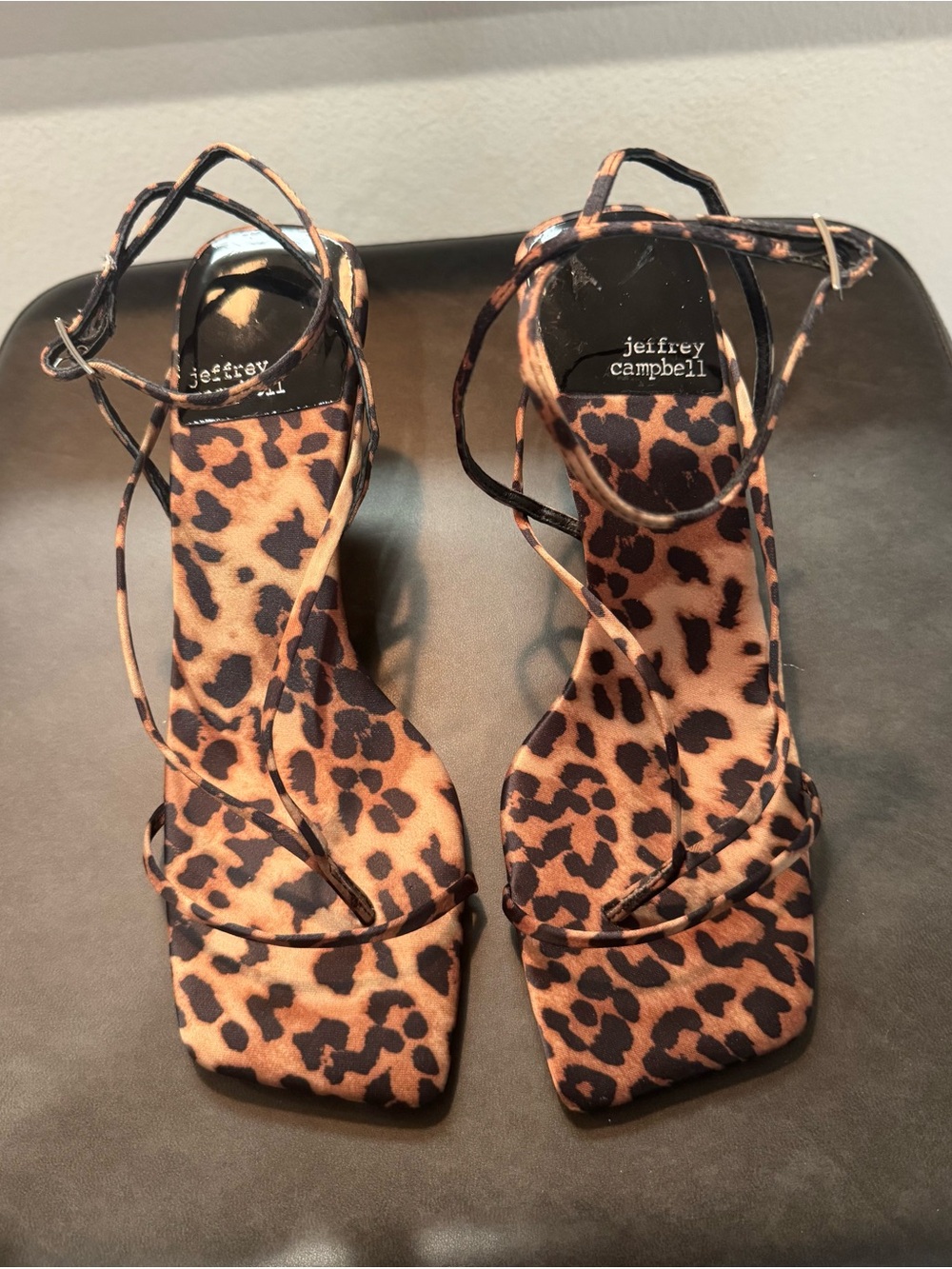 Jeffrey Campbell Leopard Print Lace-Up Heels - Brown/Black